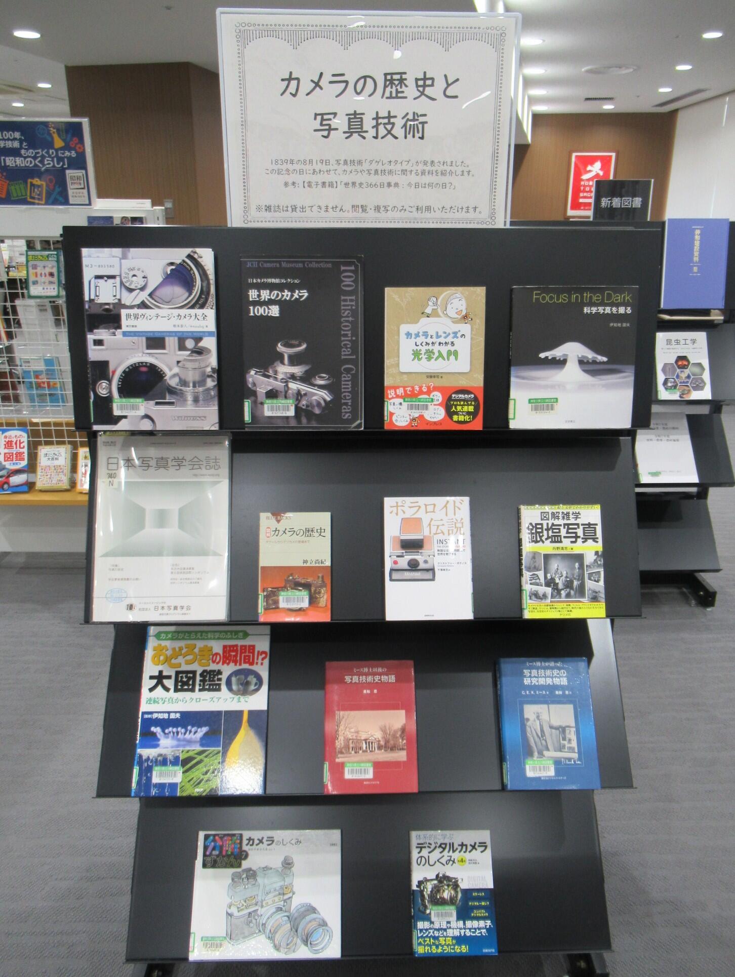 閲覧室内ミニ展示「カメラの歴史と写真の技術」