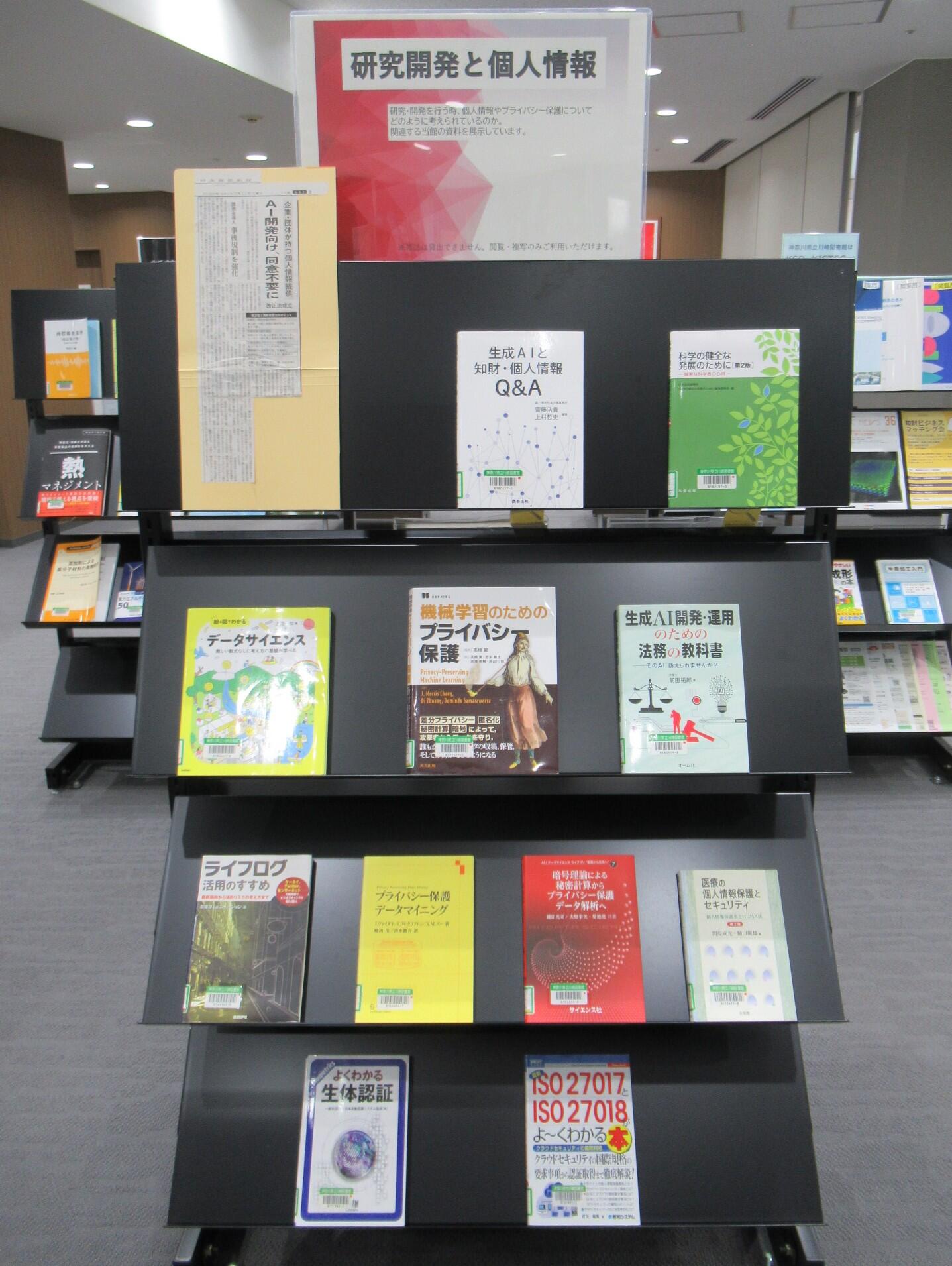 閲覧室内ミニ展示「研究開発と個人情報」